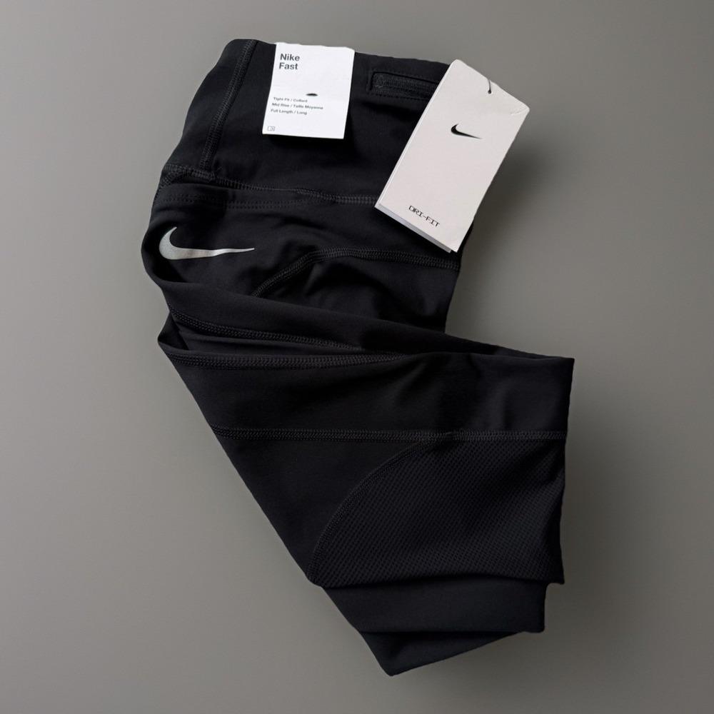 NWT Nike Fast Dri-Fit Mid-Rise Full Length Leggings Black Women's Small
